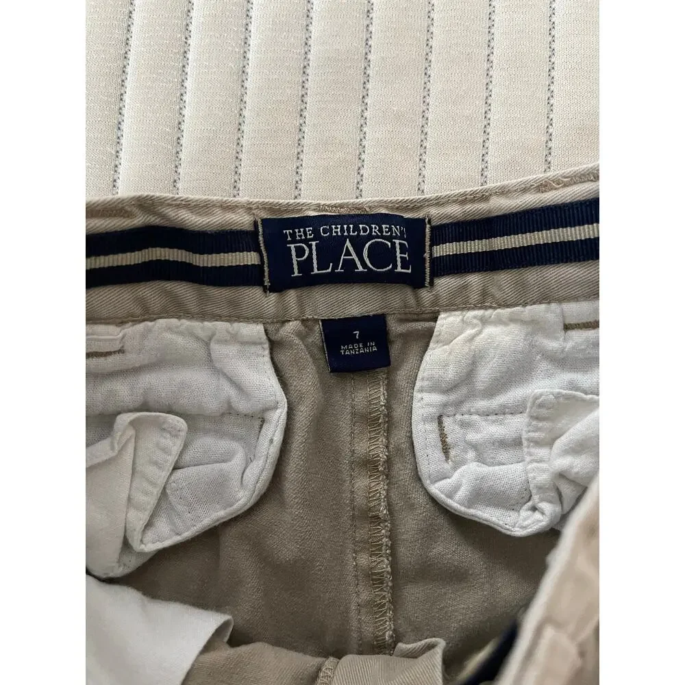 The Children's Place Beige Khaki Tan Chino Flat Front Shorts Boys Youth Size 7
